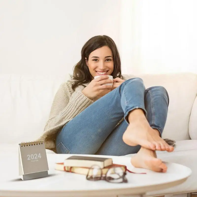 Портативный настольный календарь, учебный год, ежемесячный календарь, маленький настольный календарь, календарь с двойным проводом, крошечный календарь для