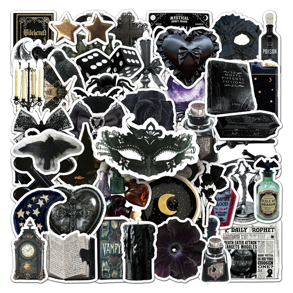 10/30/50 قطعة القوطية الظلام نمط الساحرة ملصقات مقاوم للماء الكتابة على الجدران محمول سكيت سيارة كول الرعب هالوين ملصق يدوي الصنع حزم