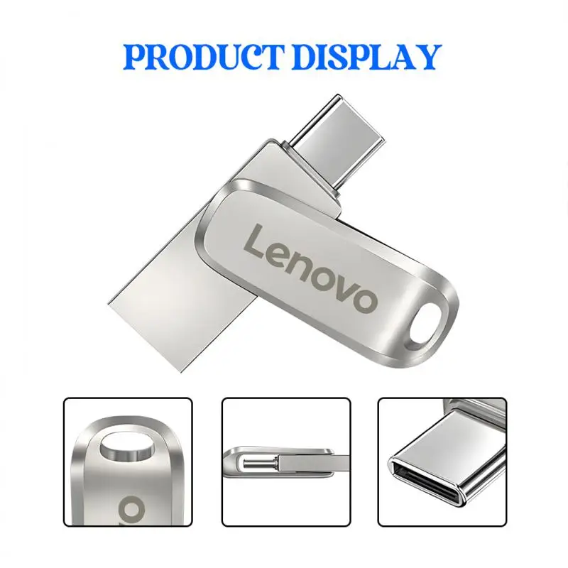 Lenovo-Disque U en métal portable, clé USB haute vitesse, USB 3.0, interface de type C, étanche, mémoire 1 To, 512 Go, 2 To