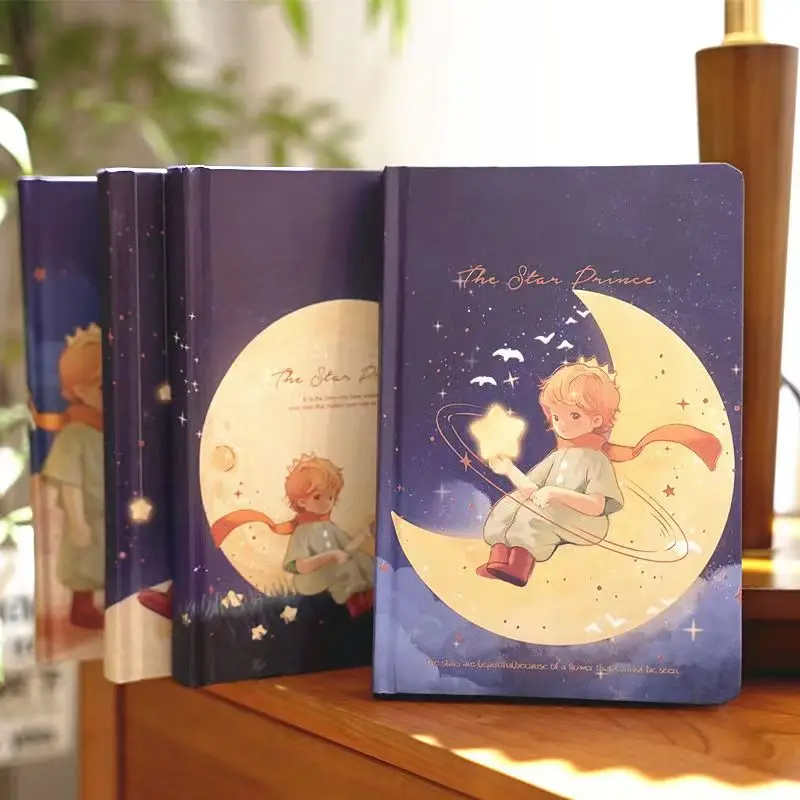 128 Sheets Cute A5 Notebook Prince Illustration Book Color Page Student Manual Ledger Notepad Diary Book