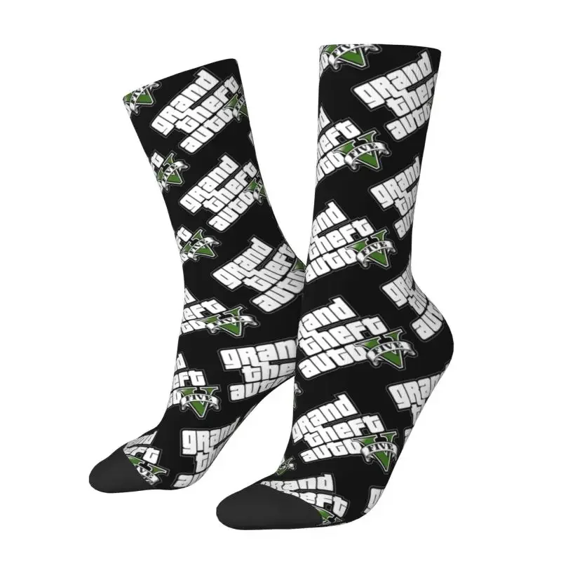 Funny Adventure Game Socks Women Men Warm Breathable 3D Printing GTA Adventure Game Sports Football Socks