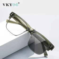 VKYEE Men's Large Frame Reading Glasses Men Anti-Blue Light Myopia Fashion Photochromic Prescription Customized Business PFD2203