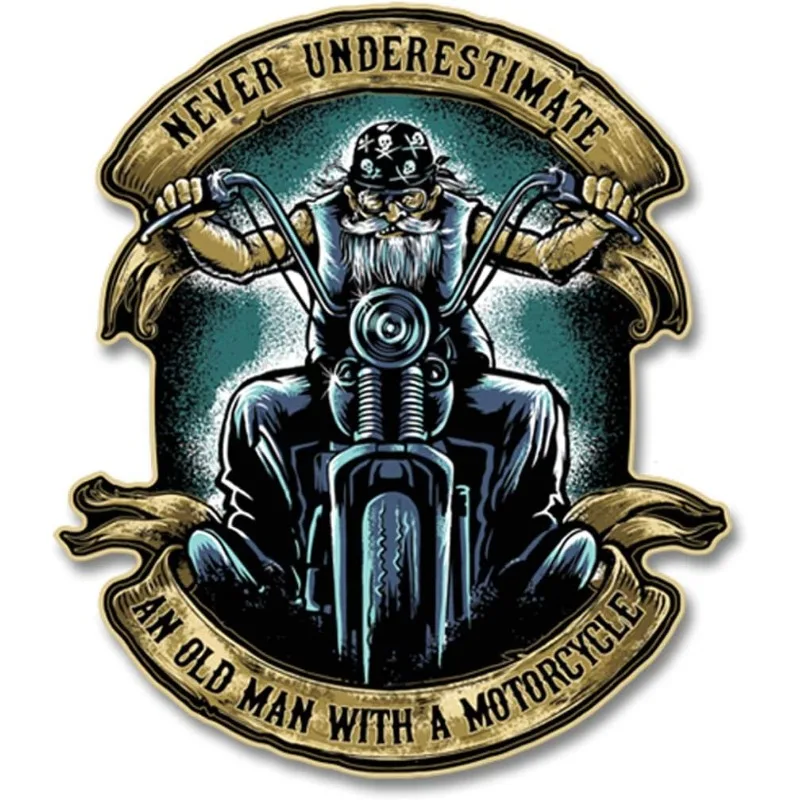Adhesivo "Old Man y Moto" de 7 pulgadas: material PET duradero para bicicletas, automóviles, camiones, barcos y portátiles