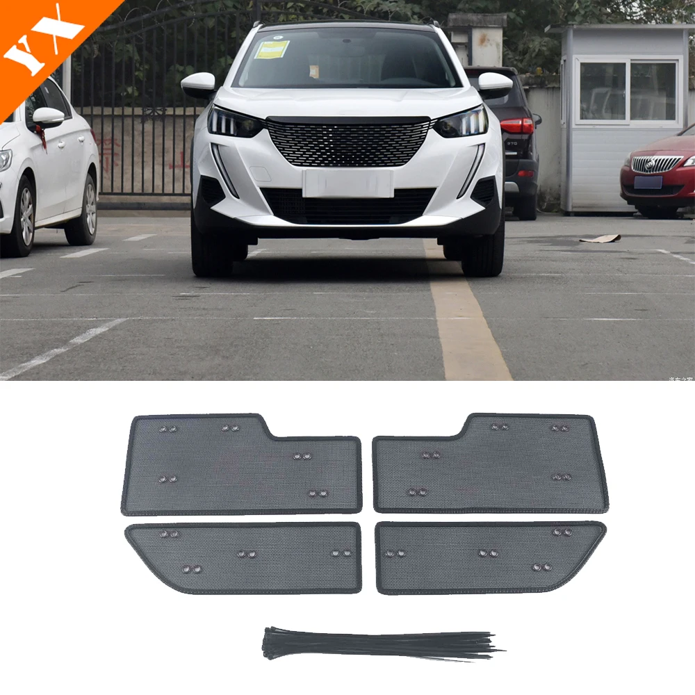 

Stainless Garnish Trim Car Front Grille Anti-insect Net And Dust-proof Net Decor Cover For Peugeot 2008 Accessories 2019-2023