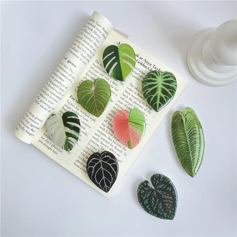 Monstera Leaf Epoxy Mobile Phone Holder Air Cushion Bracket Back Sticker Telescopic Bracket Desktop Ornaments Gifts