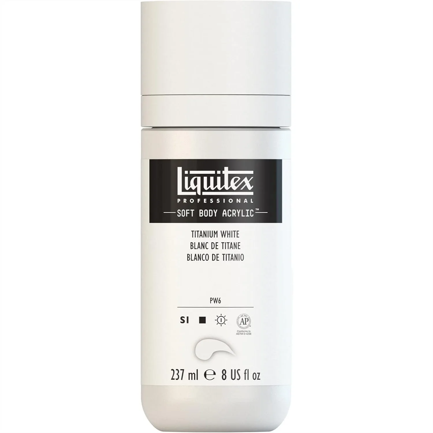 

Soft Body Acrylic Paint 237ml Titanium White with Low Viscosity for Smooth Coverage
