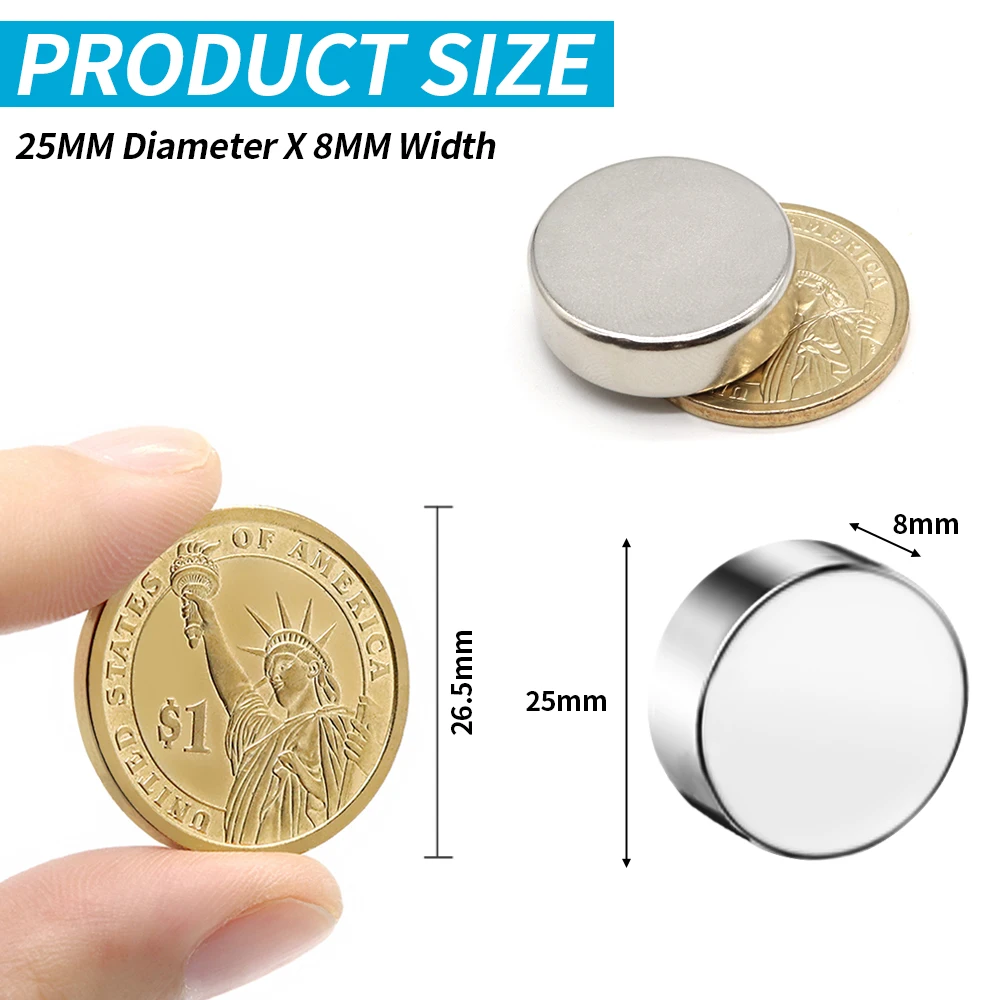 2/5/10/20/50Pcs 25x8 Super Strong Magnet 25mm X 8mm Round Magnetic NdFeB Neodymium magnet N35 Powerful Disc imanes 25*8