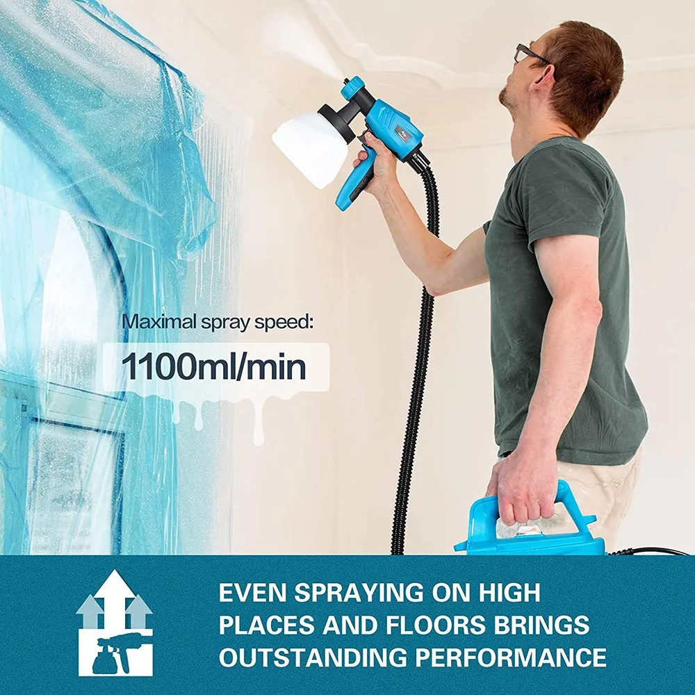 Tilswall JS-FB17AI  EU-Plug 800W Paint Sprayer Max 1100ml/min Spray Speed, 1300ml Detachable Tank, 3 Nozzles Sizes