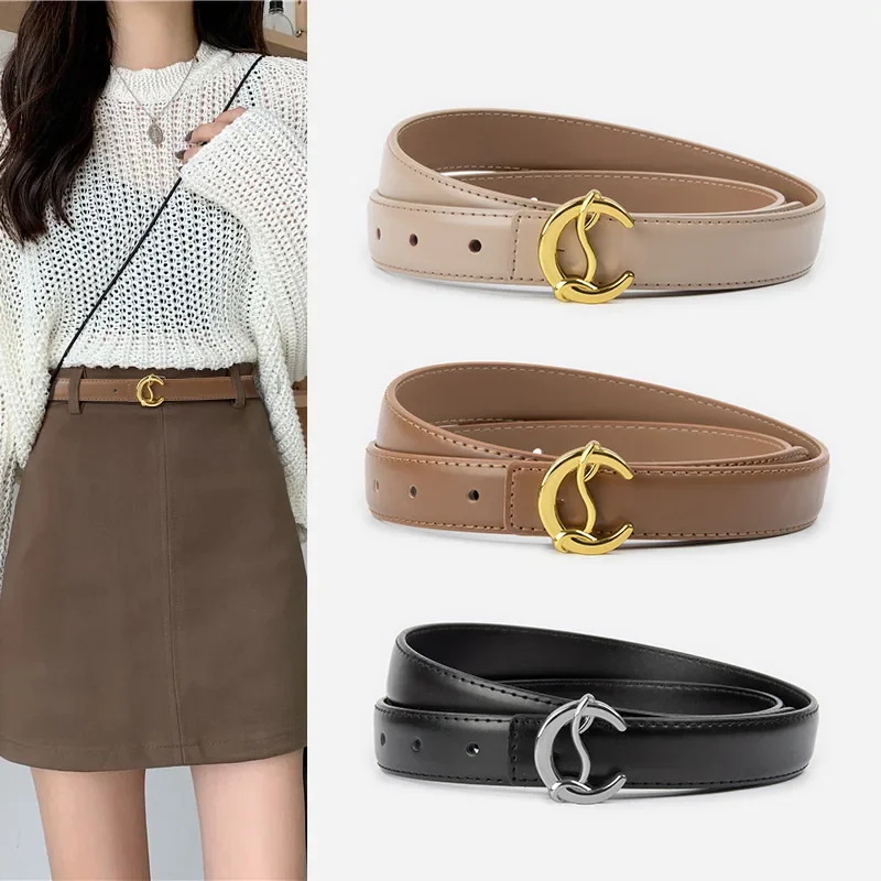 Temperament Women's Belt New Irregular Shape Gold Button Head Elegant Daily Versatile Casual Jeans Business Women's Belt