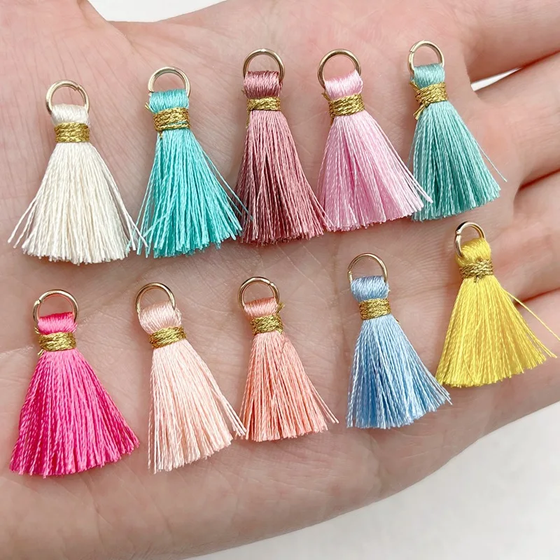 

20/50/100Pcs 2/3cm Mini Metal Ring Polyester Silk Tassel Cotton Tassel For Earring Necklace Jewelry Making DIY Findings
