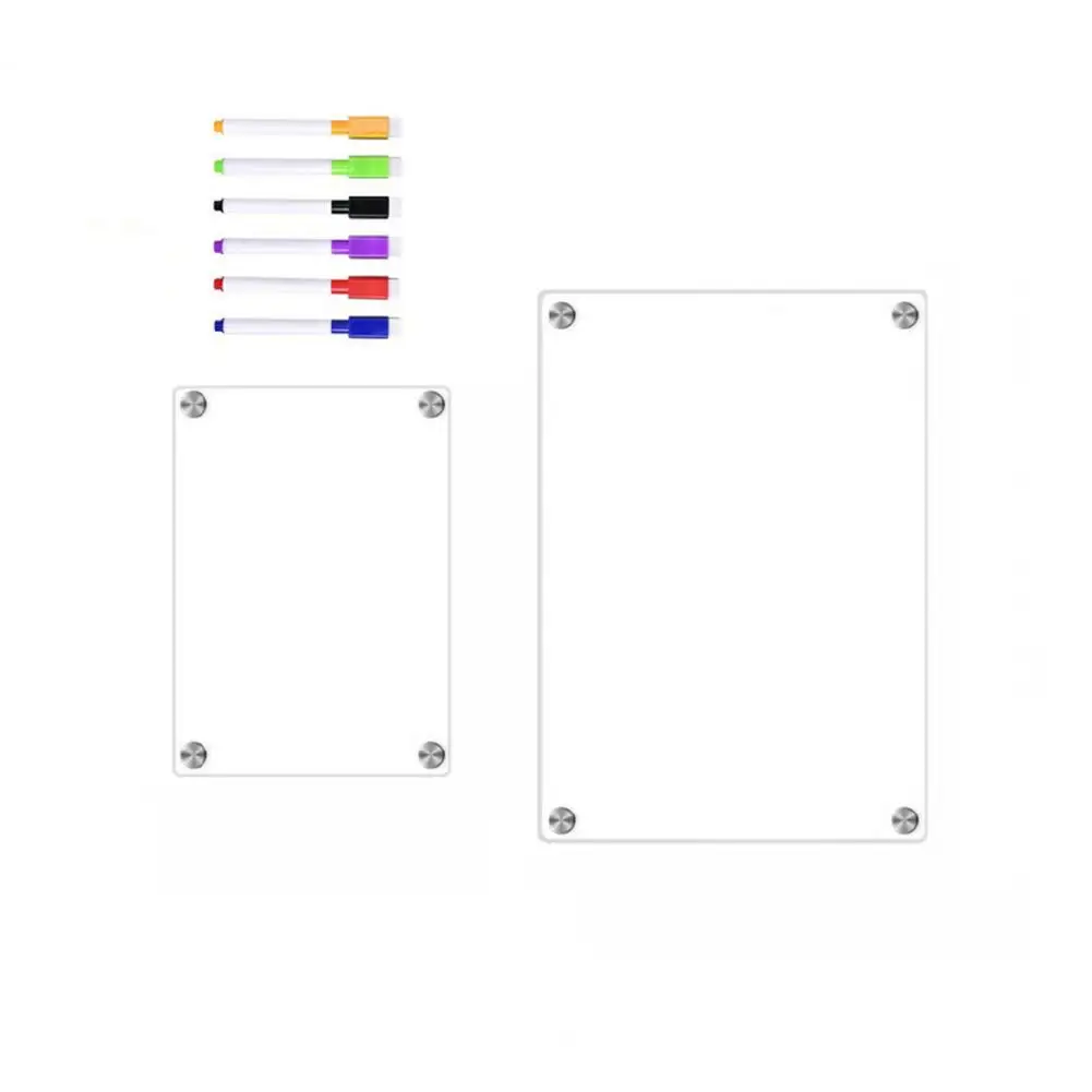 Tablero de mensajes de acrílico para refrigerador, tablero de mensajes magnético de acrílico, conjunto de calendario semanal con colorido para nevera