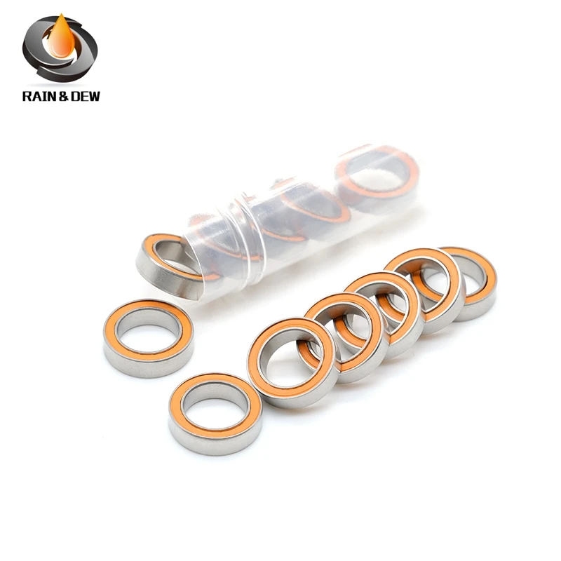 1Pcs  S6700 2RS CB ABEC7 10X15X4 mm ABEC-7 Stainless Steel hybrid Si3n4 ceramic bearing 6700 RS Without Grease Fast Turning