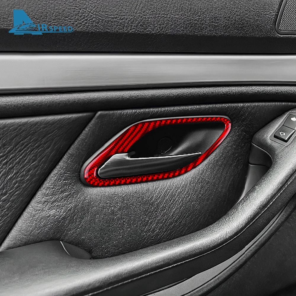 

4pcs Carbon Fiber Car Door Handle Frame Cover Sticker For BMW 5 Series E39 M5 1998-2003 Interior Trim Accessories Upgrade