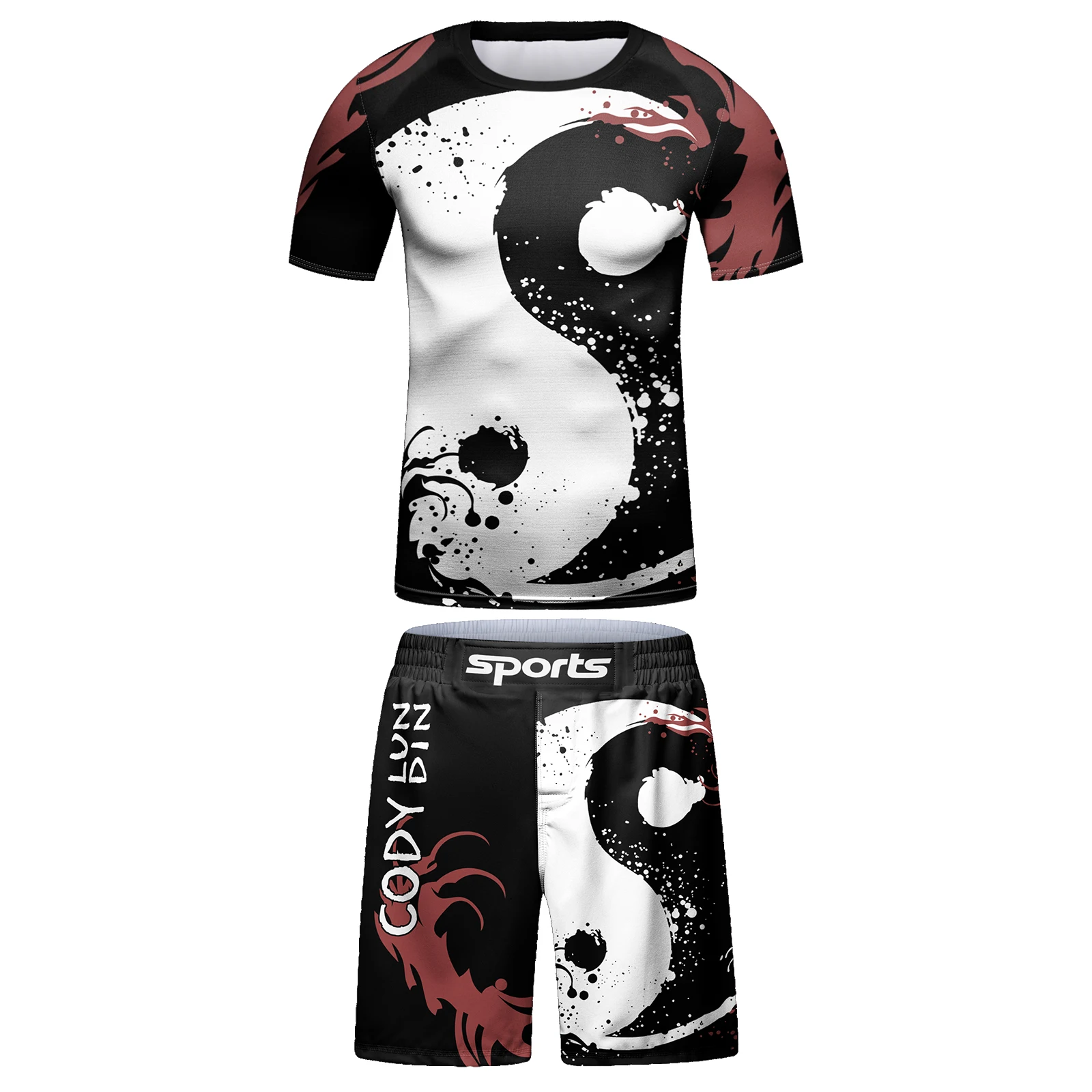 Cody Lundin Boxing Shorts Fight Muay Thai Pants Compression Sport Jersey Kids Children Brazilian Jiu Jitsu Kimono Rashguard Sets