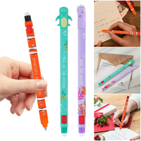 3pcs Seahorse Clown Fish Sea Turtle Erasable Pens 0.7mm Cartoon Kids Gel Pens Sea Animals Smooth Writing Pens