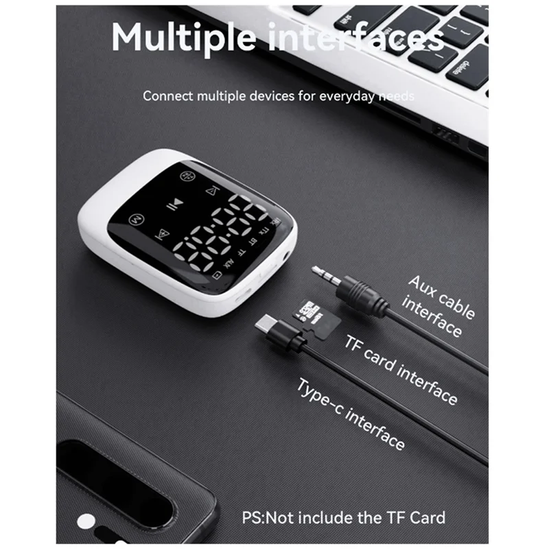 AA08-2-In-1 بلوتوث 5.3 جهاز إرسال واستقبال أبيض ABS كمبيوتر مكتبي مكبر صوت قديم محول مكبر صوت قديم