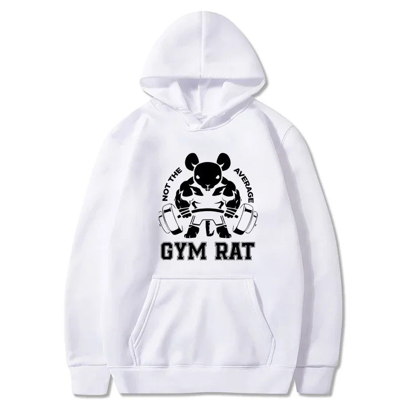 Gym Sport T-Shirt Rat Fitness Bodybuilding Crew Neck Hoodie Men Hoodie Casual Women Long Sleeve Man Tees Tops Streetwear