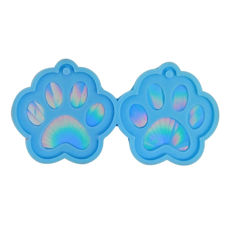 R3MC Light and  Keychain Pendant Silicone Molds Cat Paw  Earrings Mold DIY Ornaments Mould for Birthday Gift