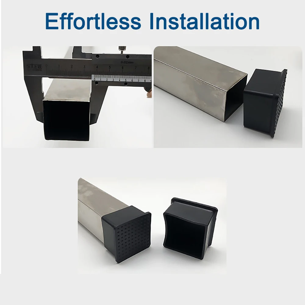 Multi Sizes Square Chair Leg Caps 15-100mm Non Scratch Floor Protective Sleeve Anti Slip Rubber Table Stool Foot Pads 2-20Pcs