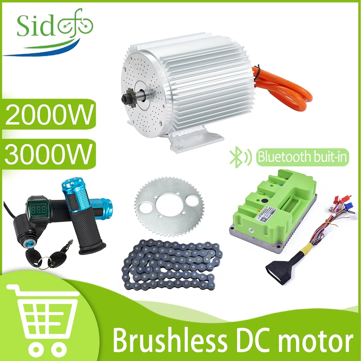 

Электрический бесщеточный двигатель постоянного тока 72 В 3000 Вт для комплекта для переоборудования электрического велосипеда, мотоцикла, электронного скутера, обновленный датчик температуры, двигатель