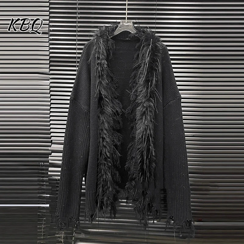 

KBQ lazy loose Knitted fashionable cardigan sweater jacket for women round neck long sleeve minimalist sweater female fashion