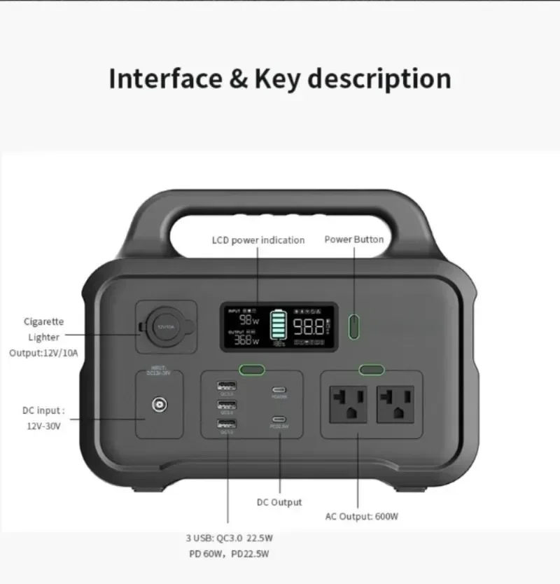 650W Portable Power Station 174000mAh 626Wh original Power Bank Charger lithium battery Outdoor travel universal camping gauge