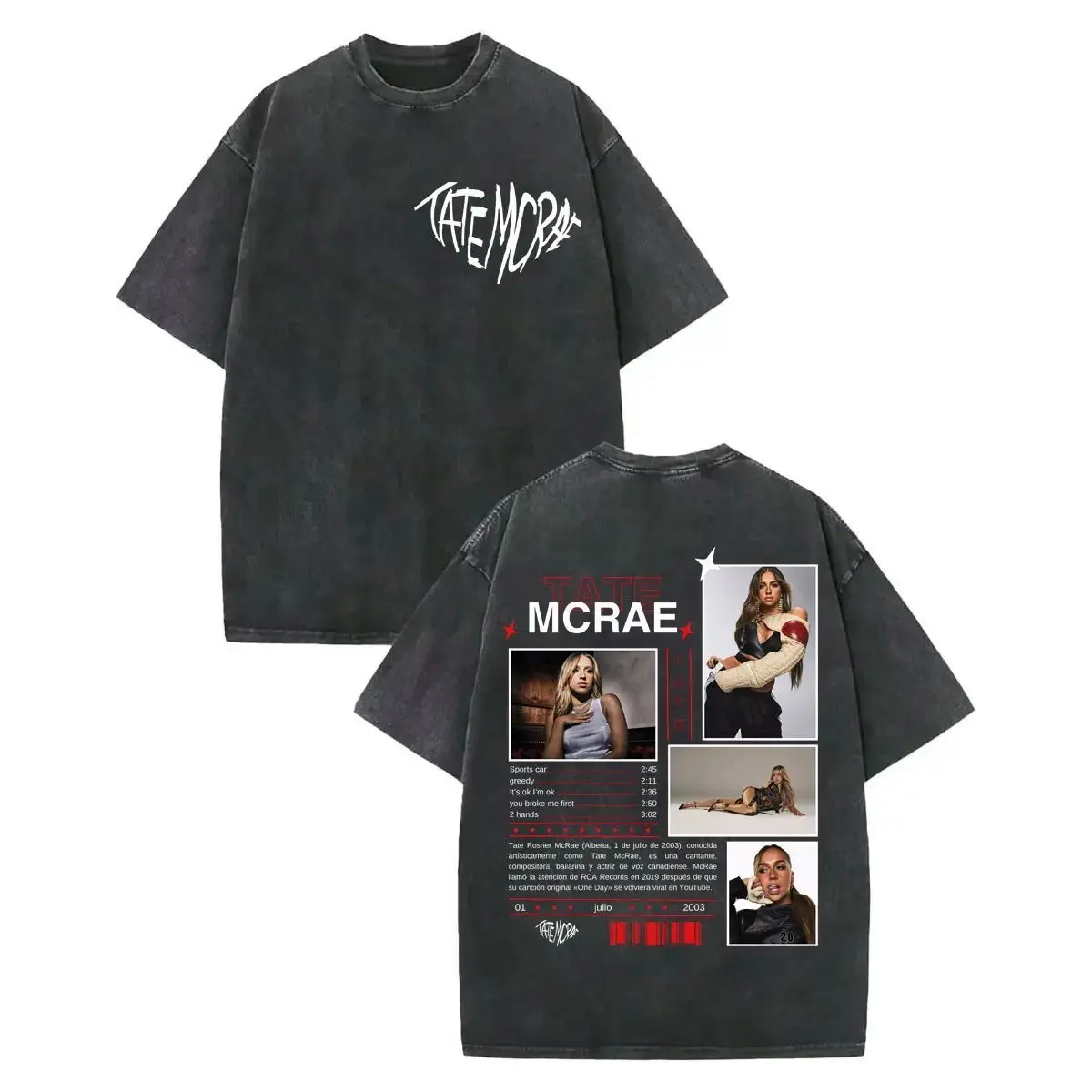 テイテ・マクレイ S レトロウォッシュ ホットTシャツ メンズ 2025 アルバム ルーズコットンTシャツ レディース T8 レーシングドライバー ブラックシリーズ