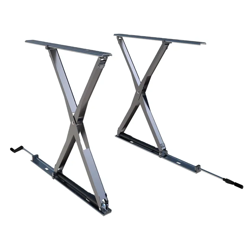 12/24V Promotional Campervan Electric RV Roof Lifting X-type Aluminum Bracket with Power off Hand Crank