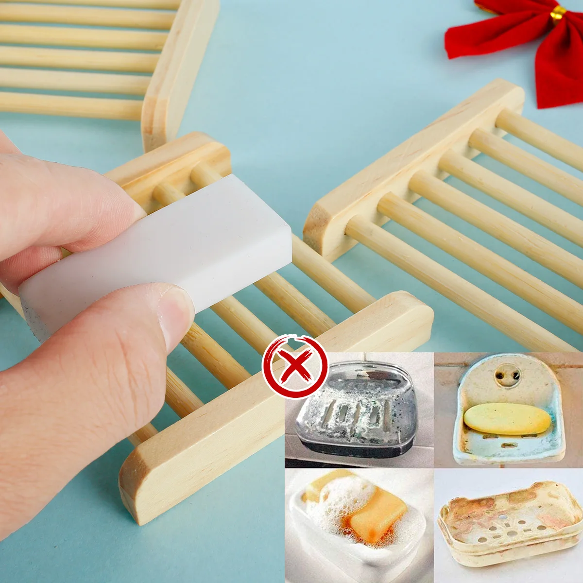 10Pcs Natural Wood Soap Dishes Portable Prevent Mildew Drain Soap Tray Holder Dish Storage Bath Shower Plate for Home Bathroom