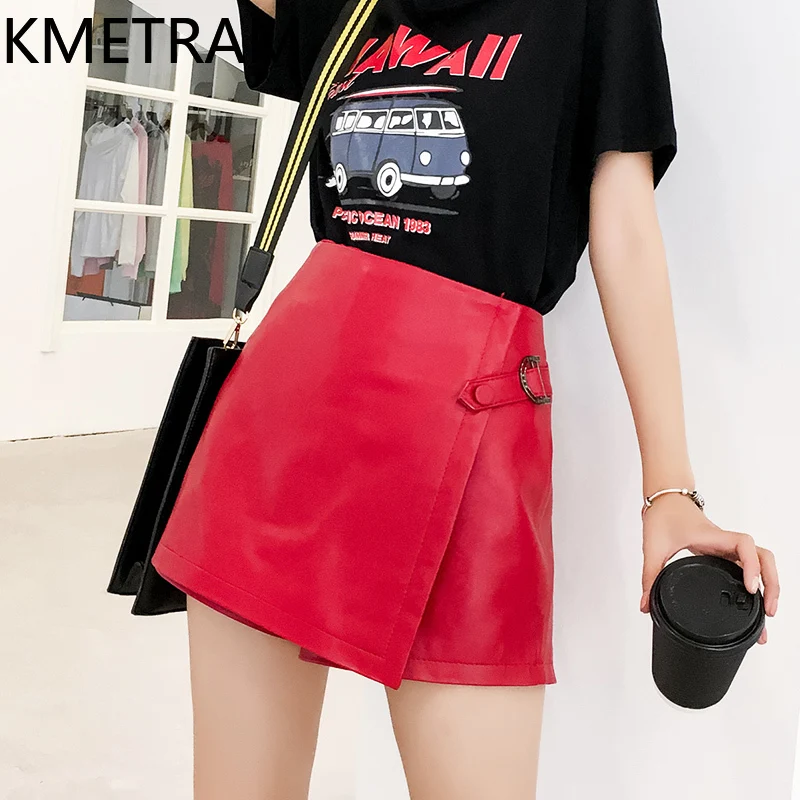 

KMETRAM Sheepskin Real Leather Shorts Autumn Winter Women's Shorts Natural Waist Trousers A-line Shorts Skirts 2024 여성용 반바지