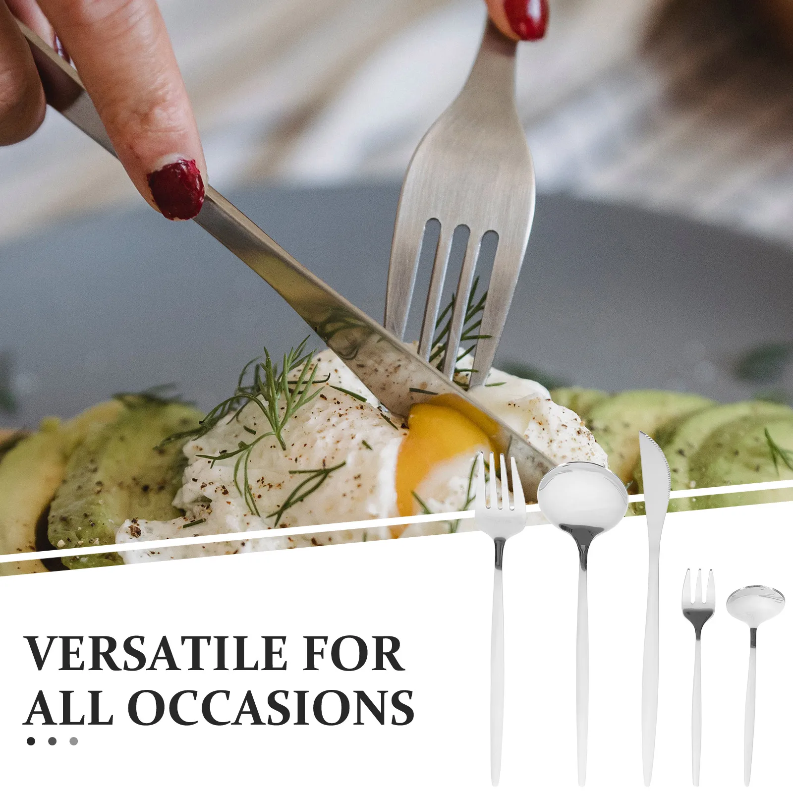 

30 pcs Stainless Steel Cutlery Set Flatware Kit Spoon Fork Knife Dinner Utensils Steak Tableware Elegant Design