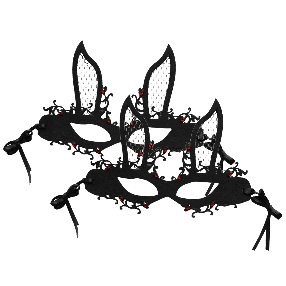 

2 Pcs Half-faced Bunny Mask Rabbit Halloween Decorative Carnival Animal Party Prom Women's