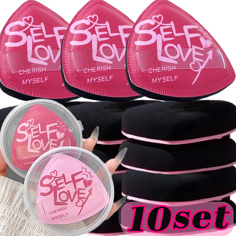 Triangle Air Cushion Powder Puff with Box Sets for Foundation Concealer Makeup Application Tool Wet Dry Dual-use Cosmetics Puffs