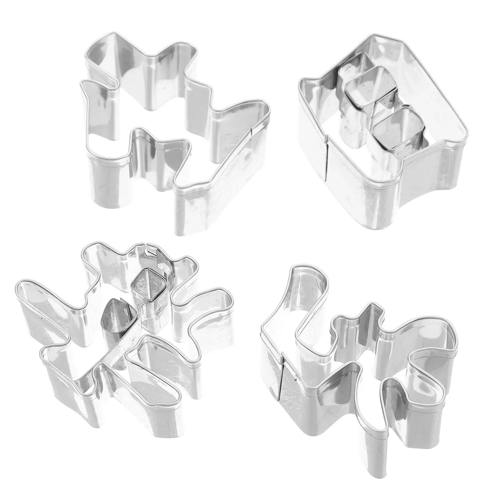 4Pcs Stainless Steel Cookie Cutters Biscuit Mold Chinese Character Engraved Fondant Cutter Baking Kitchen