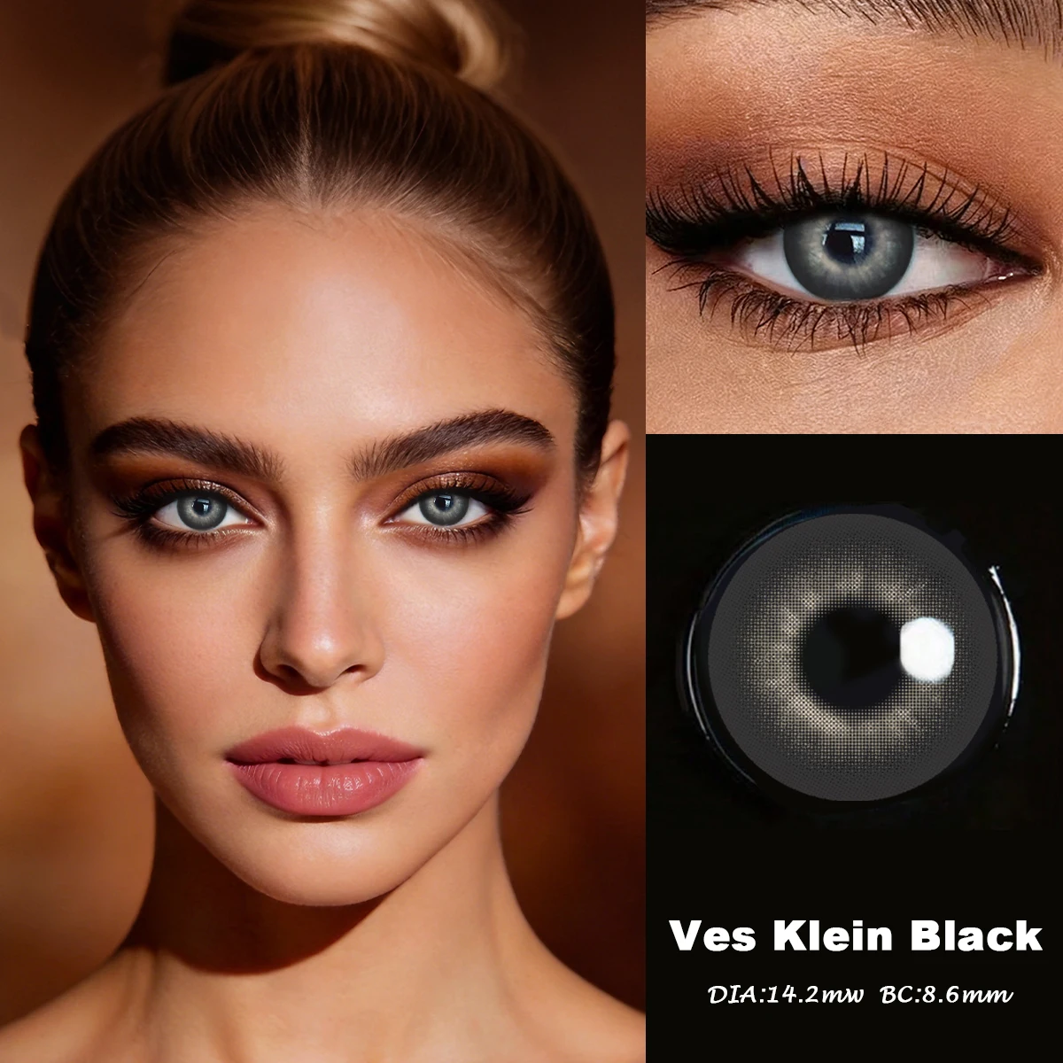 Visuashow schwarze Kontaktlinsen, Kosmetik, farbige Kontaktlinsen, 2 Stück, für den jährlichen Gebrauch, kleine Pupillen-Farbkontaktlinsen für Cosplay-Make-up, schwarze kontaktlinsen – Detail 14