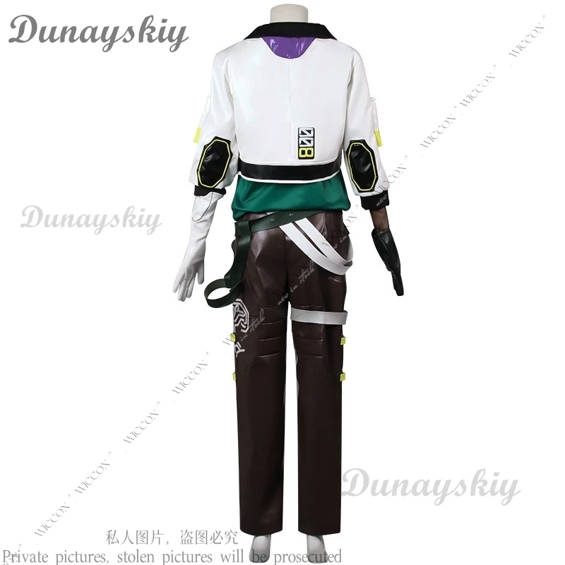 Deadlock Game Valorant Cosplay Costume pour hommes et femmes, perruque, pantalon, manteau, gants, ceinture, accessoire, fête d'Halloween, tenues de jeu de rôle Carniavl