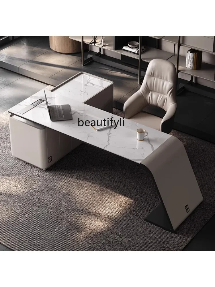 Modern Minimalist Corner Desk Modern & Minimalism High-End Stone Plate Office Computer Designer Desk Study Desk Office Furniture