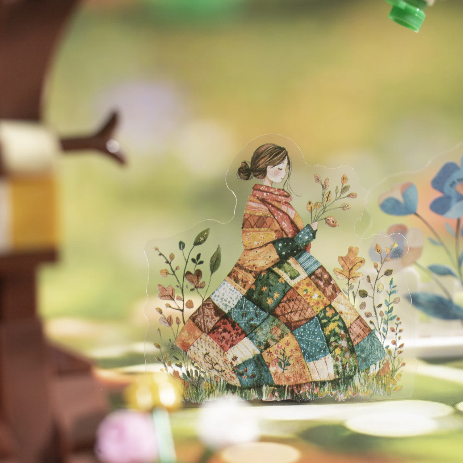 Spliced World Series น่ารักดอกไม้ตัวอักษรภูมิทัศน์สติกเกอร์สัตว์เลี้ยงสร้างสรรค์ DIY Journal วัสดุ Collage เครื่องเขียน