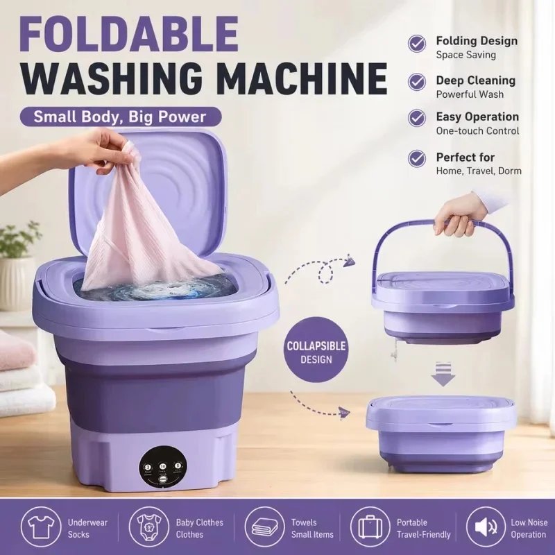 Portable Folding Mini Washing Machine Bucket for Clothes Socks Underwear Cleaning Washer Small Travel Washing Machine view 2