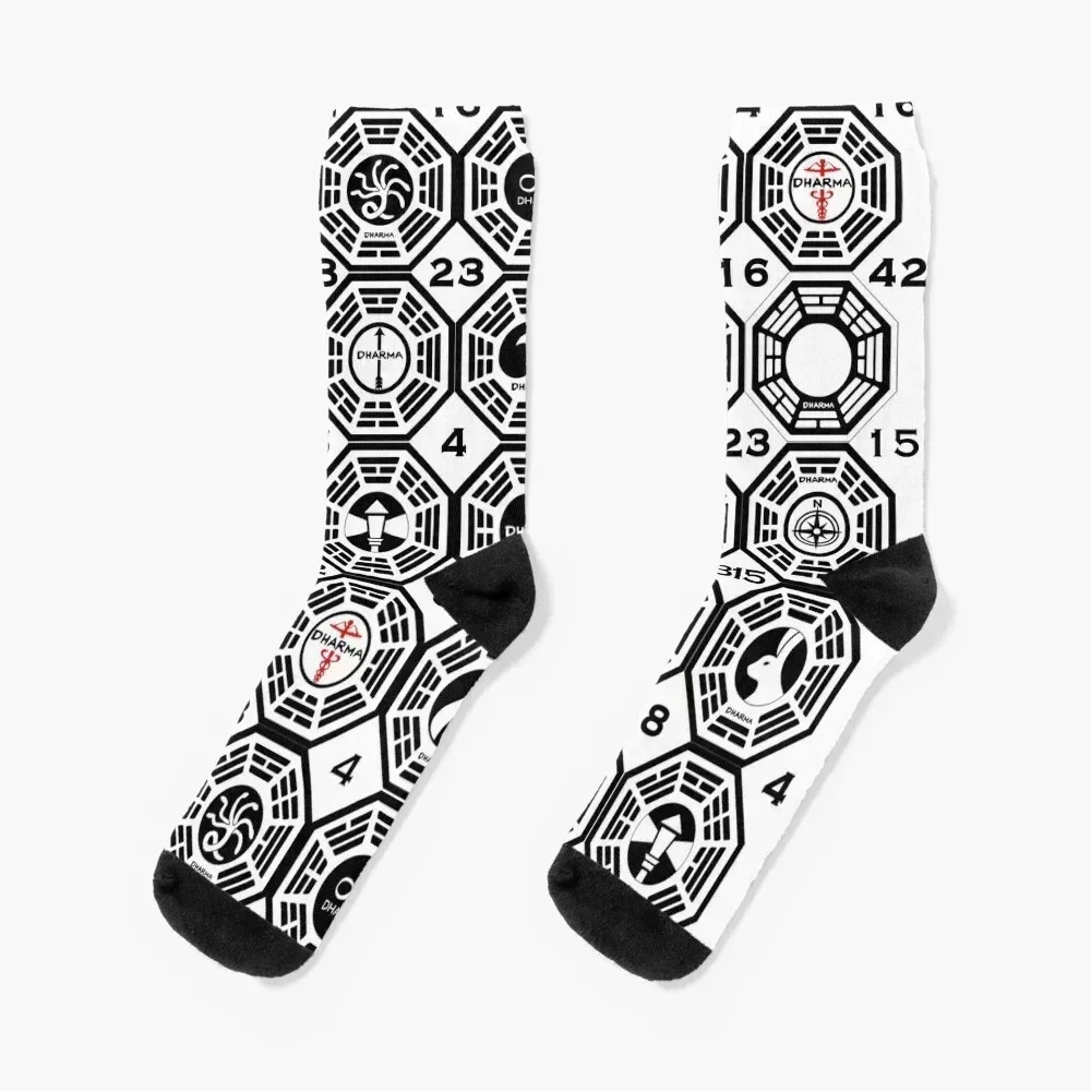 

Lost Dharma Stations with the Numbers Socks halloween japanese fashion men cotton high quality ankle Socks For Women Men's