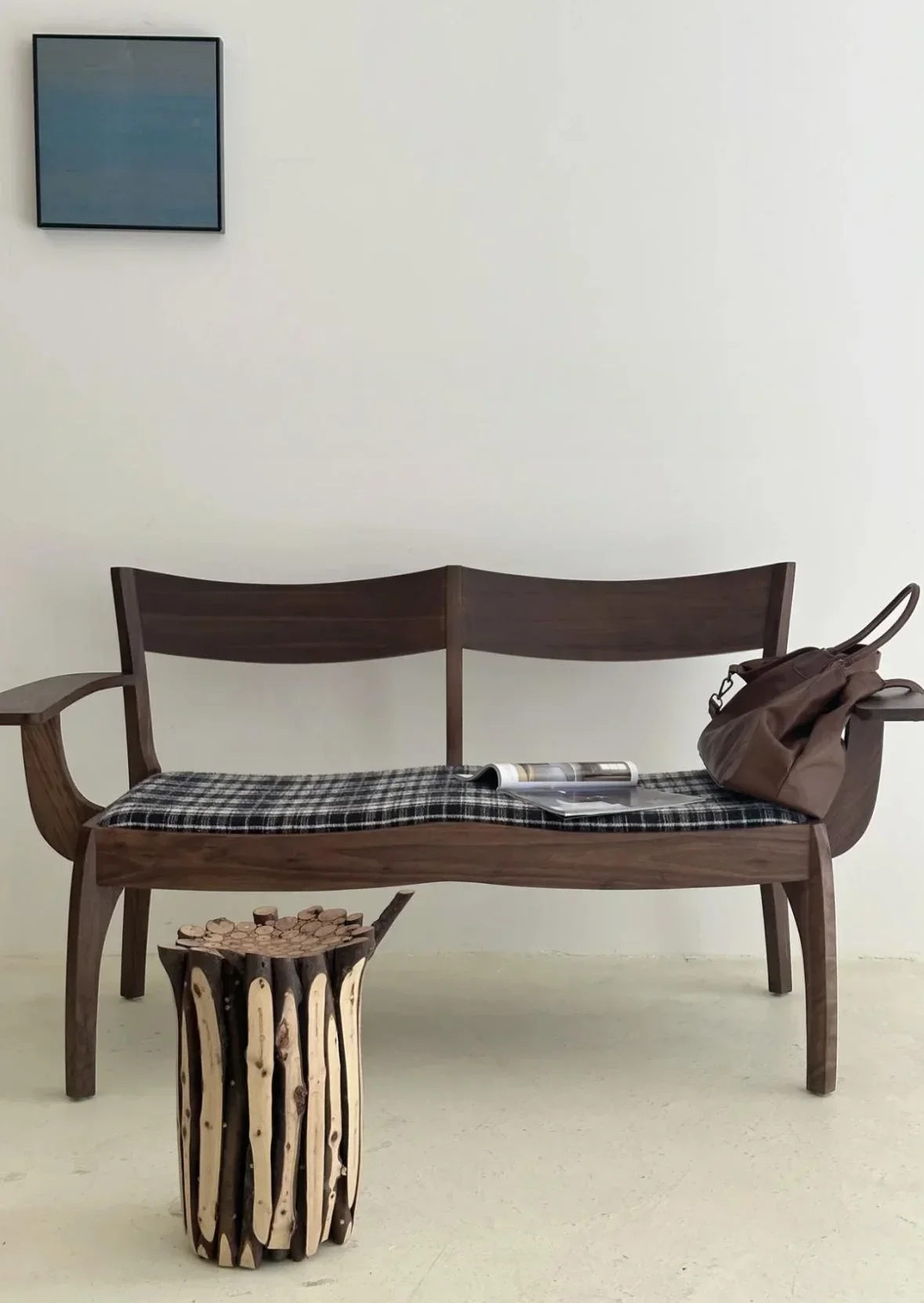 

A Medieval double leisure chair black walnut sofa creative double chair modern Chinese style