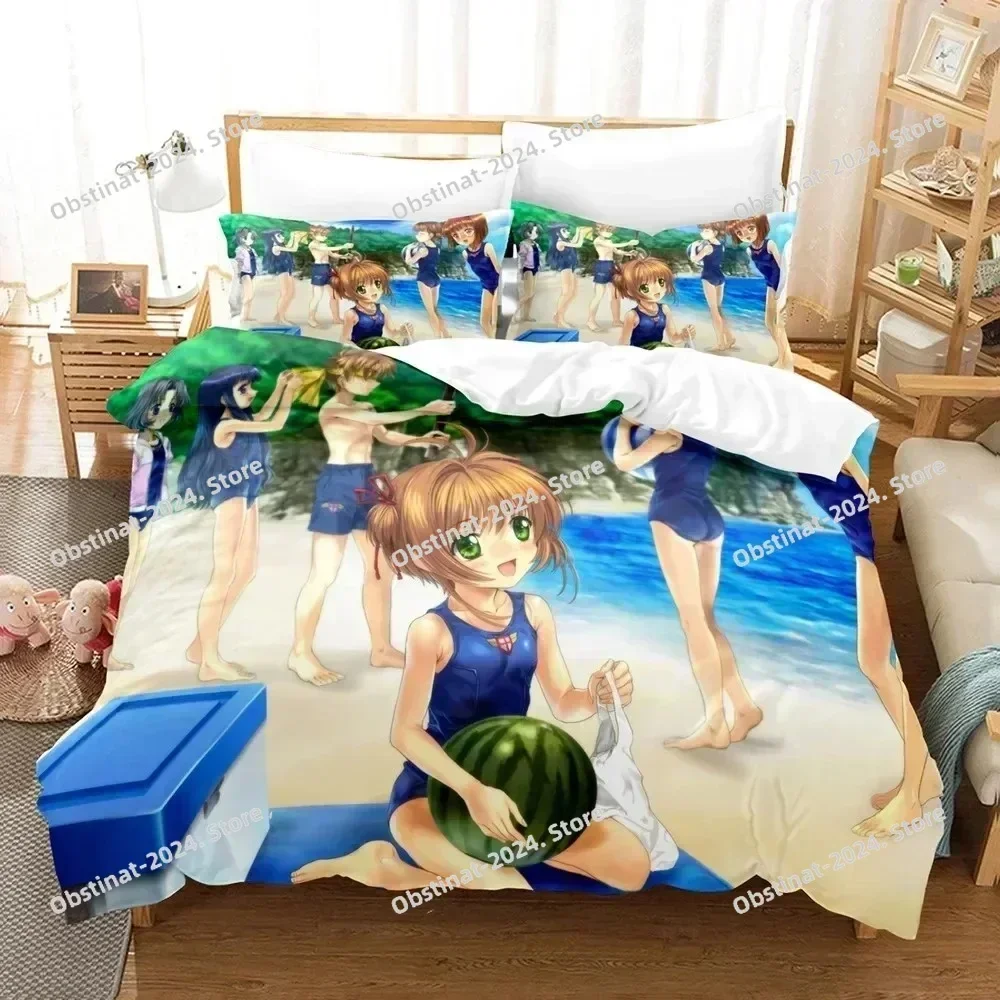 3D Anime Card Captor Sakura Bedding Set Print single Comforter Quilt Bed Cover Duvet Cover Pillow Case 3 Pieces Kids Adult Size