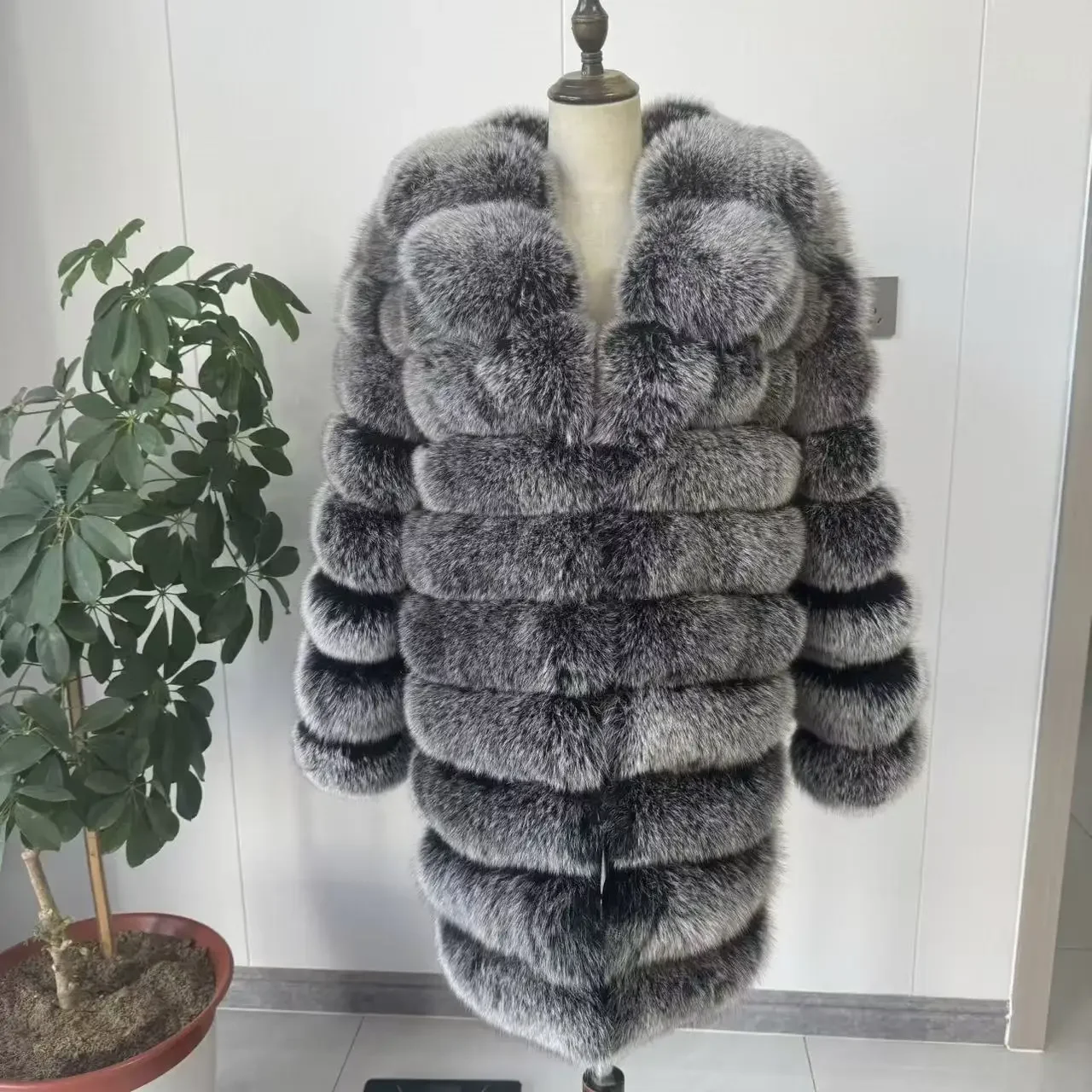 Women's Light Brown Long Fox Fur Coat Winter Thick Warm Sable 2026 Suit Collar Real Fox Fur Jacket