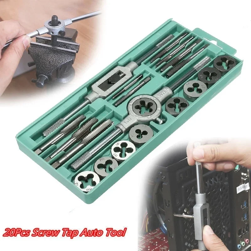 8/12/20 pcs Tap And Die Set M3-M12 Male Thread Tool Kit Alloy Steel Internal thread Tap die hardware