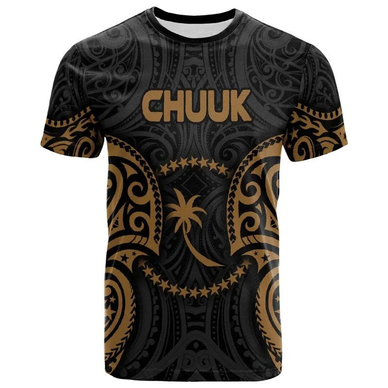 Chuuk Micronesia 3d Print T-Shirt Heren Ronde Hals Korte Mouwen Mode Casual Tops Polynesische T-Shirt Straat Oversized T-Shirt