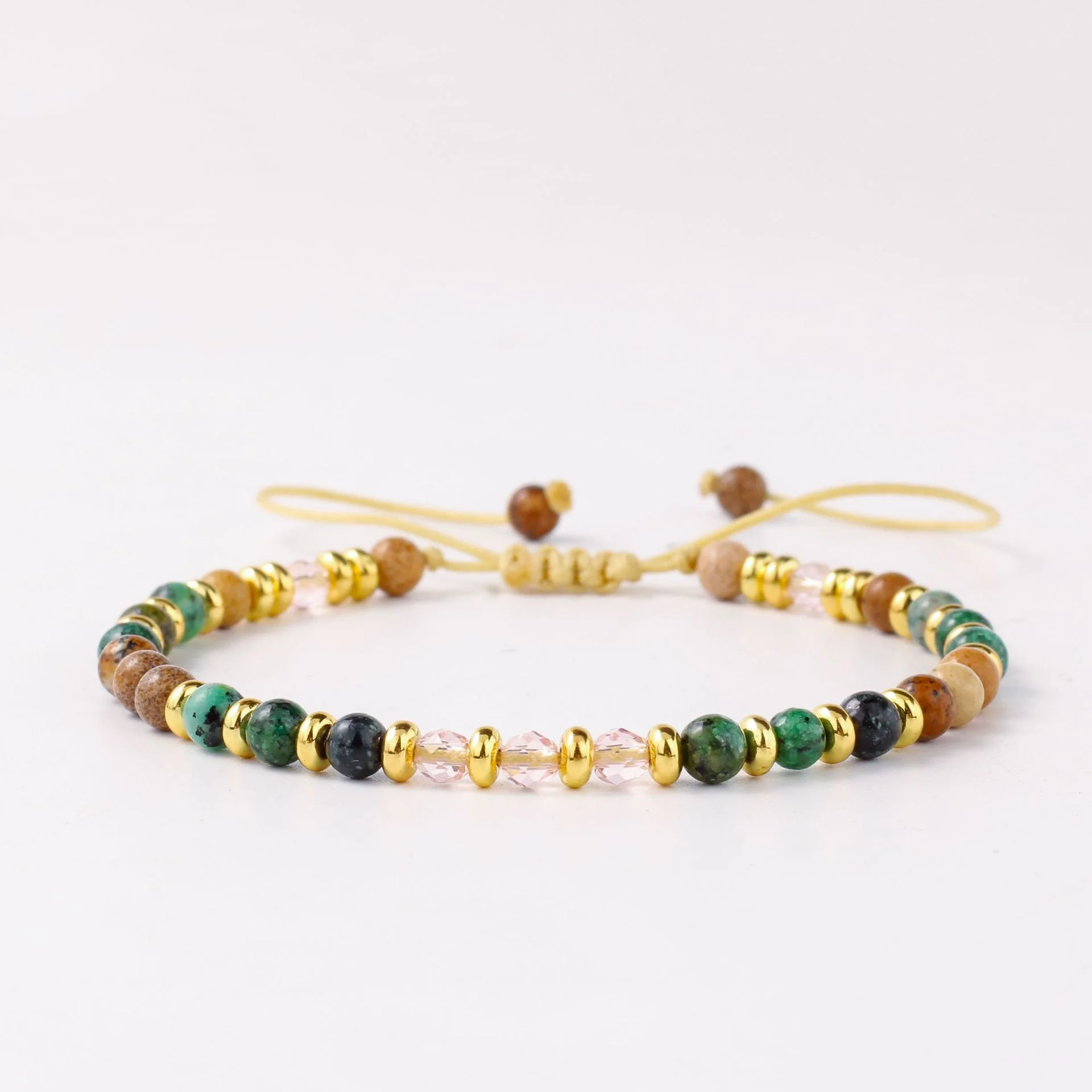 Multicolor Natural Stone Beaded Bracelet, Adjustable