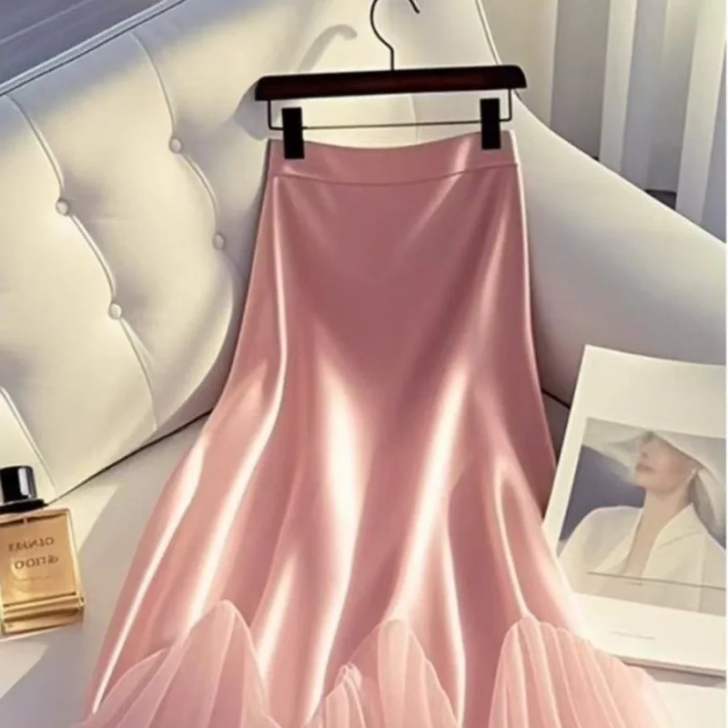 تنورة حورية البحر باللون الرمادي الرمادي التخسيس: شبكة غير متماثلة برباط وساتان لأحداث وحفلات الزفاف وحفلات الكوكتيل #2