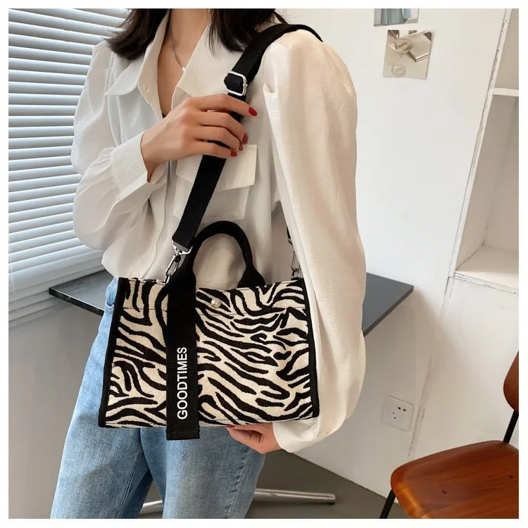 Fashion Houndstooth Tote Bag Women Canvas Small Handbags Casual Square Shoulder Bags Korean Style Female Summer Travel Handbags