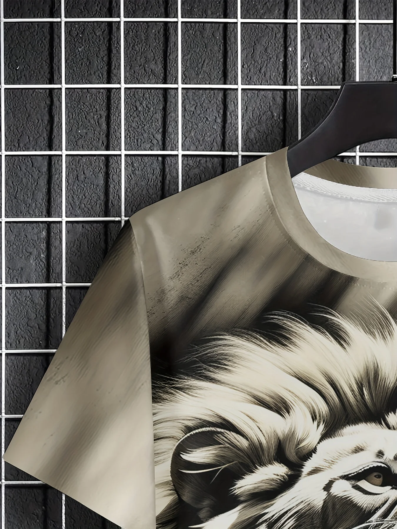 Mens Lion Print Short Sleeve Crew Neck T-Shirt Soft Breathable Casual Wear Outdoor Activities Summer Essential Clothing Tshirts image 5