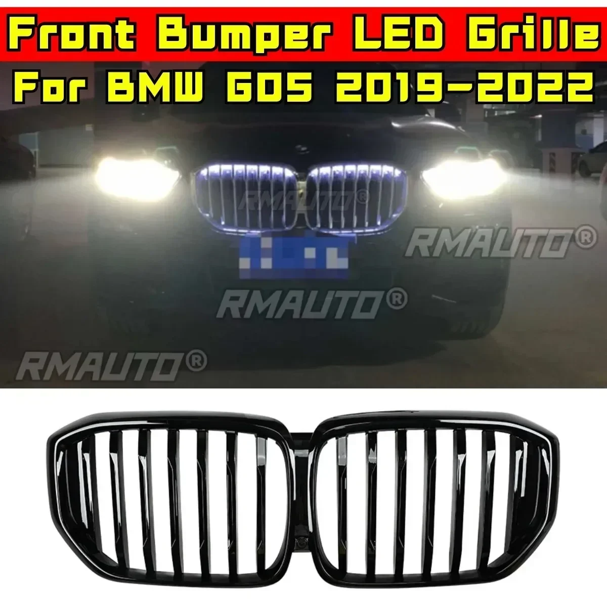 LED Bumper Grill For BMW X5 G05 2019-2022 Car Front Racing Grille Body Kit ABS Plastic Front Bumper LED Grille Car Accessories